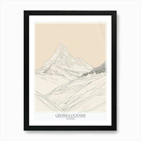 Grossglockner Austria Color Line Drawing 7 Poster Art Print