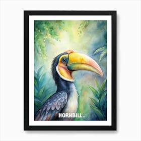 Hornbill Bird Watercolor Painting Art Print