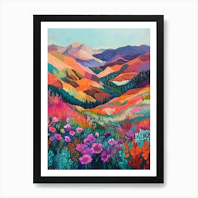 Colorful Landscape With Mountain and Flowers 13 Art Print