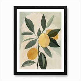 Lemon Tree Minimal Japandi Illustration 4 Art Print