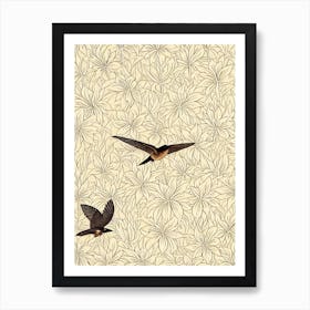 Chimney Swift William Morris Style Bird Art Print