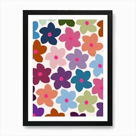 Abstract Retro Flower Colorful Art Print