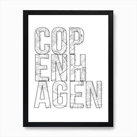 Copenhagen Street Map Typography Art Print