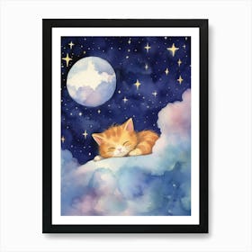 Baby Kitten 10 Sleeping In The Clouds Art Print