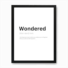 Wondered Definition Meaning Art Print