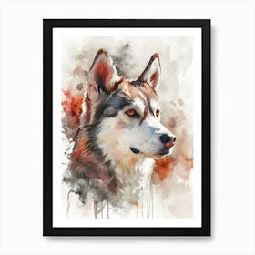 Siberian Husky Watercolor Painting 1 Art Print