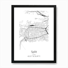 Split,Croatia Minimalist Map Art Print