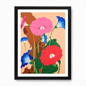 Morning Glories Flower Big Bold Illustration 1 Art Print