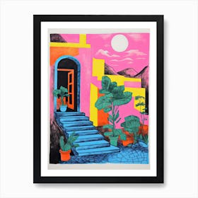 A House In Capri, Abstract Risograph Style 2 Art Print