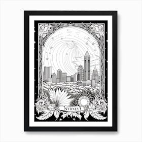 Sydney, Australia, Tarot Card Travel  Line Art 4 Art Print