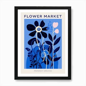 Blue Flower Market Poster Monkey Orchid 1 Art Print