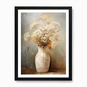 Queen Anne S Lace, Autumn Fall Flowers Sitting In A White Vase, Farmhouse Style 3 Art Print