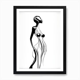 Woman In Black And White 4 Art Print