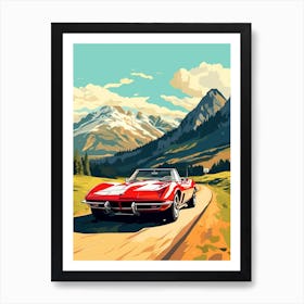 A Chevrolet Corvette In The Route Des Grandes Alpes Illustration 4 Art Print