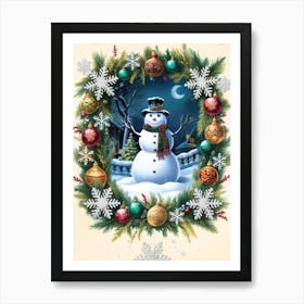 William Morris Snowman Wreath Poster