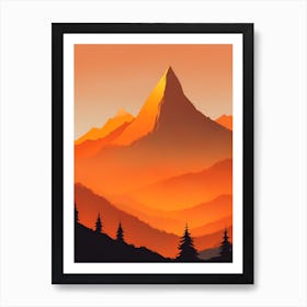 Misty Mountains Vertical Composition In Orange Tone 85 Art Print