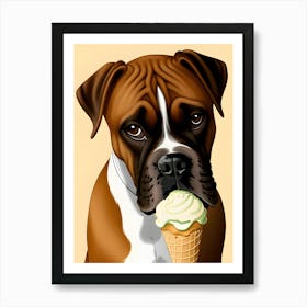 Boxer Dog With Ice Cream Art Print
