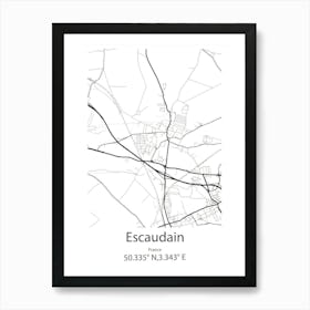 Escaudain,France Minimalist Map Art Print