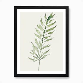 Wormwood Leaf Minimalist Watercolour 6 Art Print