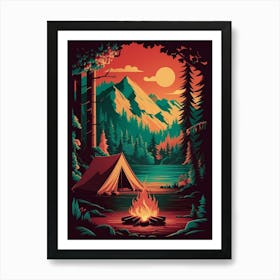 Campfire In The Woods Art Print