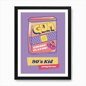 Gum Cherry Flavor - Retro Design Maker Featuring 90s Illustrations Art Print