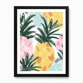 Pineapples Close Up Illustration 2 Art Print