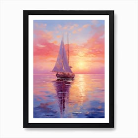 Sailboat At Sunset 15 Art Print