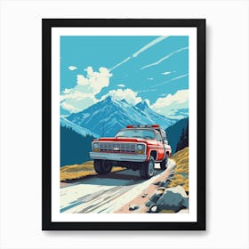 A Chevrolet Silverado In The Route Des Grandes Alpes Illustration 1 Art Print