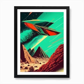 Asteroid Mining Vintage Sketch Space Art Print