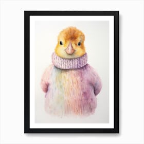 Baby Animal Watercolour Duckling 1 Art Print