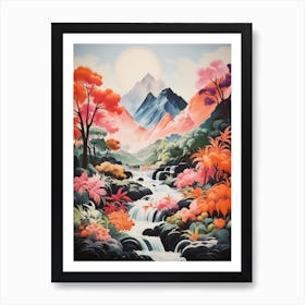Volvano And Waterfall 2 Art Print