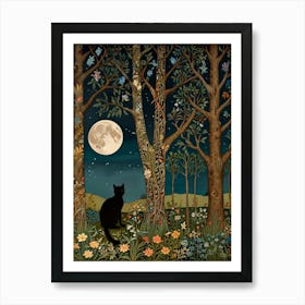 Cat In The Forest Style William Morris 10 Art Print