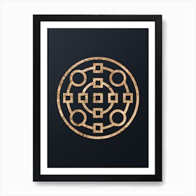 Abstract Geometric Gold Glyph on Dark Teal n.0071 Art Print