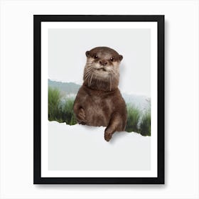 Otter Torn Paper Art Print