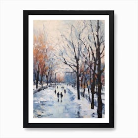 Winter City Park Painting Parc Jean Drapeau Montreal Canada 4 Art Print