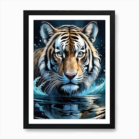 Tiger In Water Art Print