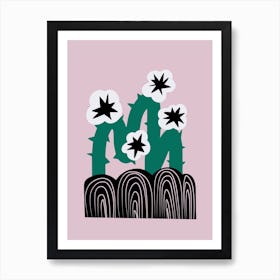 Black Thorny Star Flower Art Print