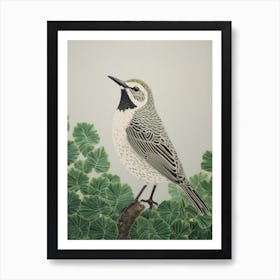 Ohara Koson Inspired Bird Painting Lark 4 Art Print