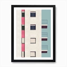 Pink Apartment Block Art Print