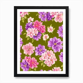 Lilac Repeat Retro Flower Art Print