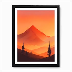 Misty Mountains Vertical Composition In Orange Tone 261 Art Print