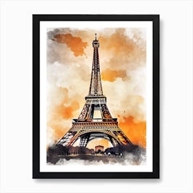 Eiffel Tower Paris France Sketch Drawing Style 8 Art Print