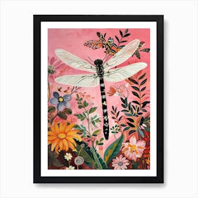 Floral Animal Painting Dragonfly 2 Art Print