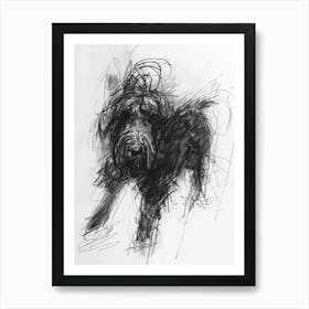 Bergamasco Sheepdog Charcoal Line 2 Art Print