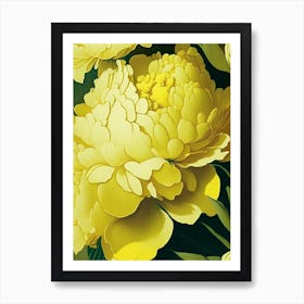 Close Up Of Peonies Yellow Vintage Sketch Art Print