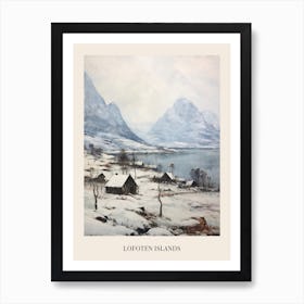 Vintage Winter Painting Poster Lofoten Islands Norway Art Print