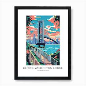 George Washington Bridge New Jersey Colourful 1 Travel Poster Art Print