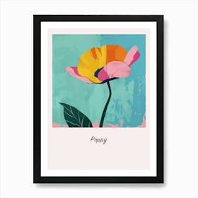 Poppy 1 Square Flower Illustration Poster Art Print