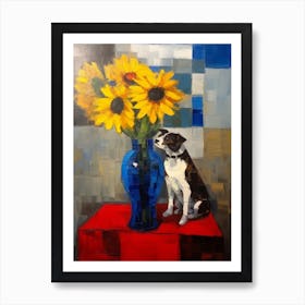 Delphinium With A Dog De Stijl Style Mondrian Art Print