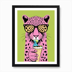 Leopard Ice Cream Minimal Illustration Art Print